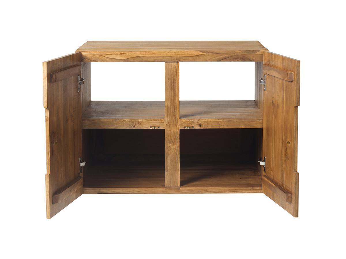 Vente-unique Waschbeckenunterschrank hängend mit Einzelwaschbecken - Teakholz - 80 x 55 cm - SAWAN  