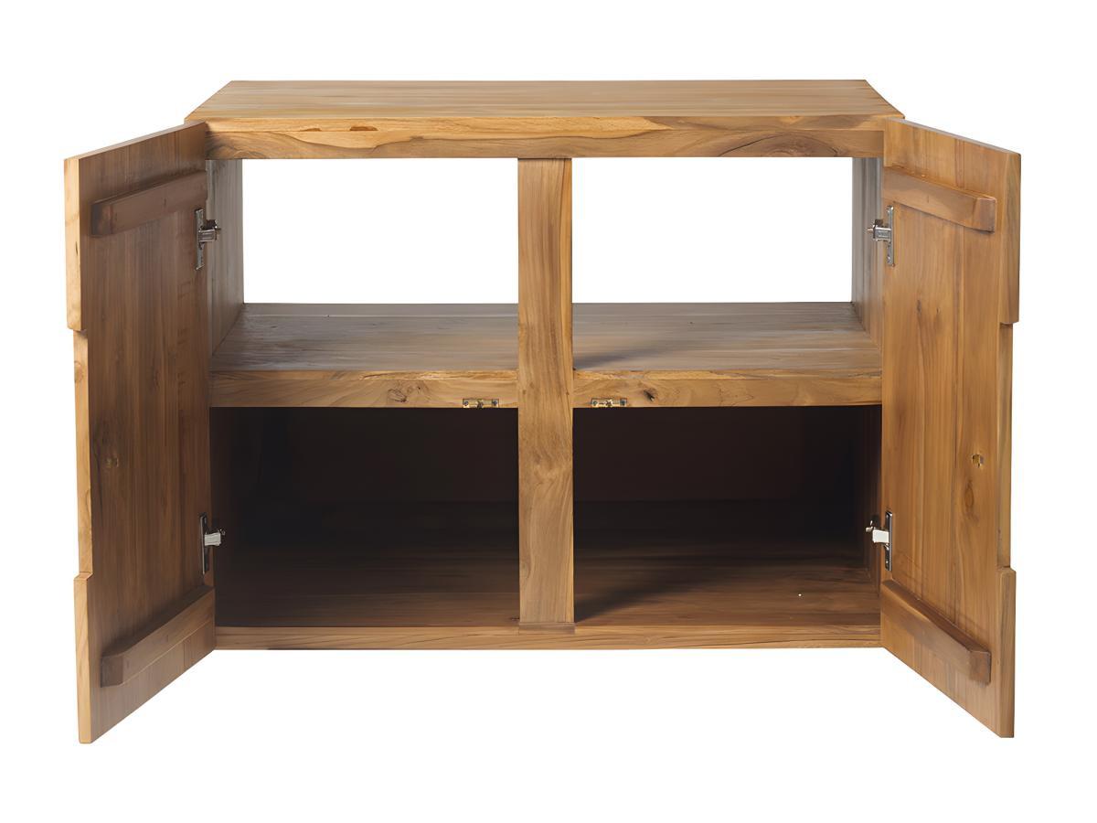 Vente-unique Waschbeckenunterschrank hängend mit Einzelwaschbecken - Teakholz - 80 x 55 cm - SAWAN  
