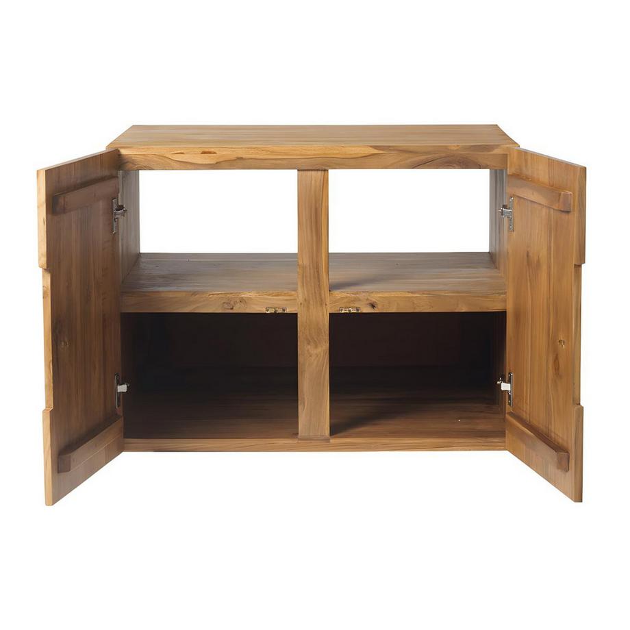 Vente-unique Meuble de salle de bain suspendu en teck avec simple vasque - 80 cm - SAWAN  