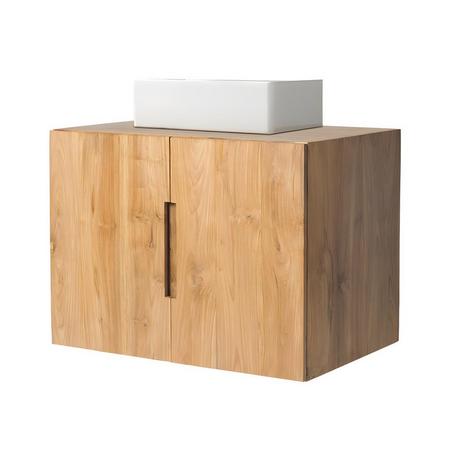 Vente-unique Waschbeckenunterschrank hängend mit Einzelwaschbecken - Teakholz - 80 x 55 cm - SAWAN  