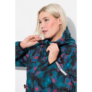 Ulla Popken Giacca Antipioggia Leggera Impermeabile Floreale con Cappuccio e Tasche con Zip  