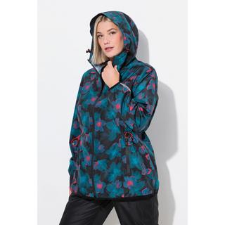 Ulla Popken Giacca Antipioggia Leggera Impermeabile Floreale con Cappuccio e Tasche con Zip  