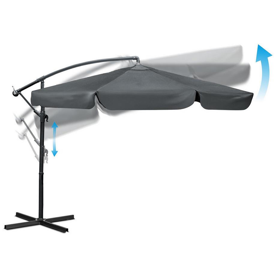 B2X Ombrellone da giardino pieghevole 8 segmenti 350 cm con copertura Plonos PL-881  