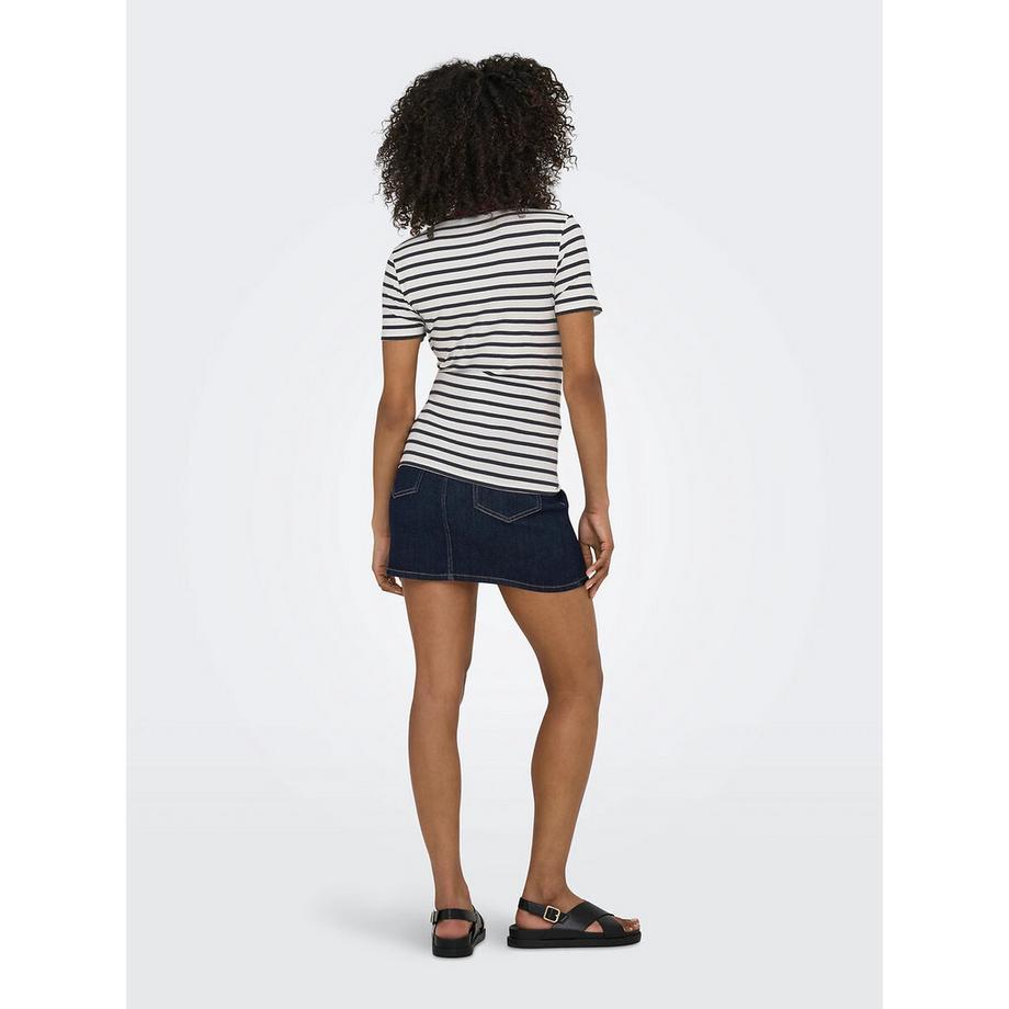 ONLY T-shirt a righe con ricamo ciliegia  