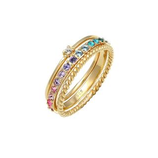 Elli  Bague Set De 3 Cristaux Arc-En-Ciel 