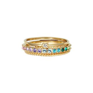 Elli  Bague Set De 3 Cristaux Arc-En-Ciel 