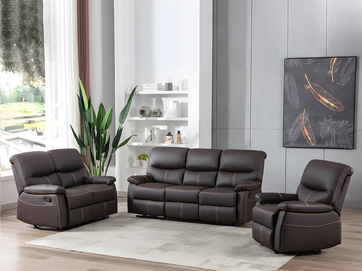 Vente-unique Relaxsofa 2-Sitzer - Kunstleder - Braun - CANBY  