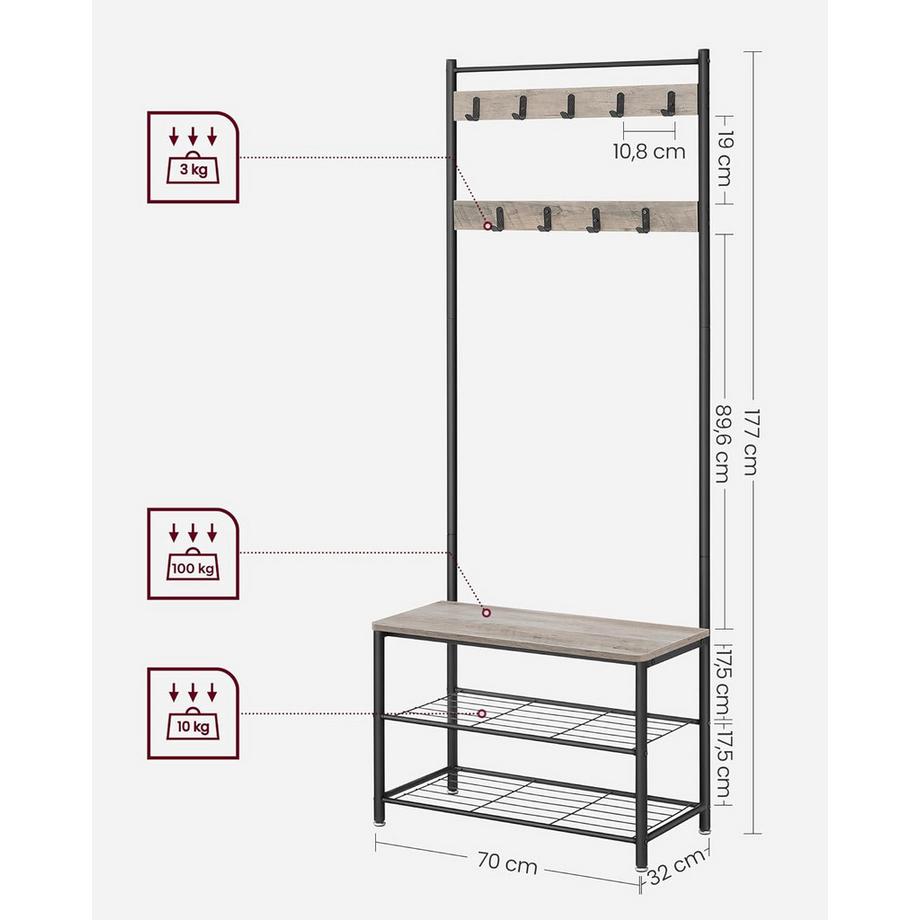 Songmics Garderobenständer mit Schuhablage  