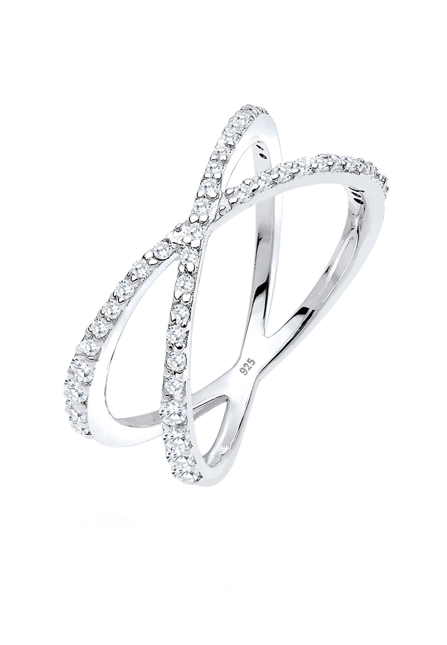 Image of Ring Kreuz Zirkonia Damen Weiss 52mm