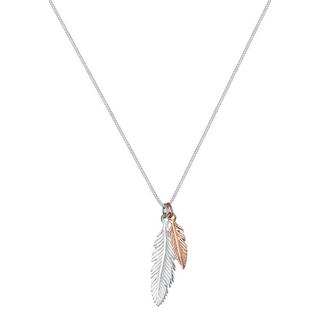 Elli  Collier Pendentif Plume Look Boho Tendance Bicolore 