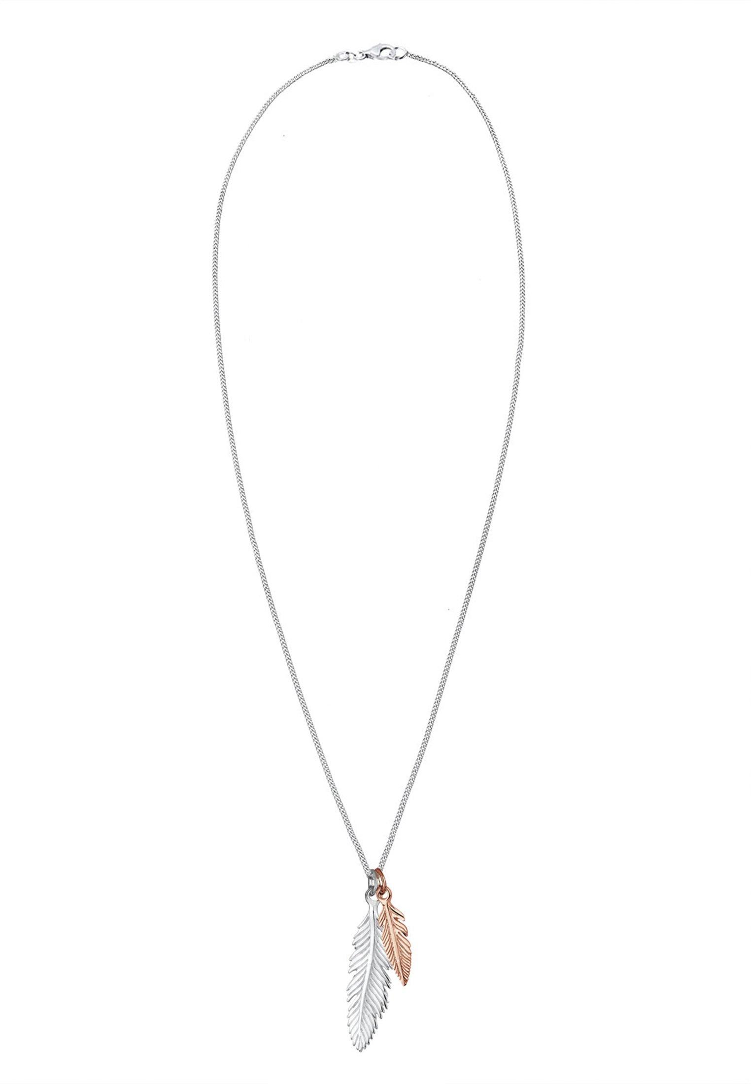 Elli  Collier Pendentif Plume Look Boho Tendance Bicolore 