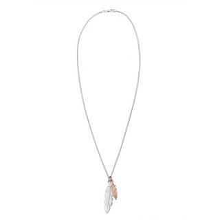 Elli  Collier Pendentif Plume Look Boho Tendance Bicolore 