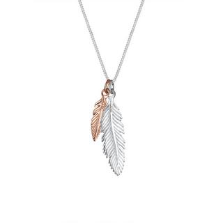 Elli  Collier Pendentif Plume Look Boho Tendance Bicolore 