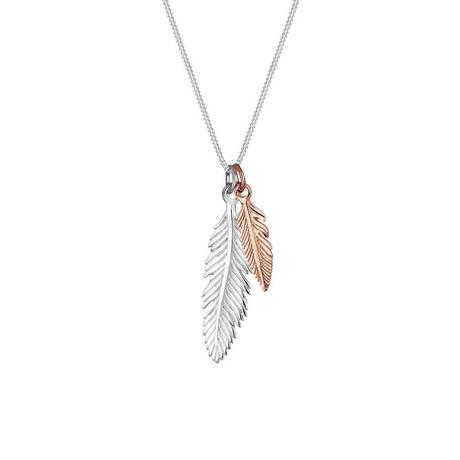 Elli  Collier Pendentif Plume Look Boho Tendance Bicolore 