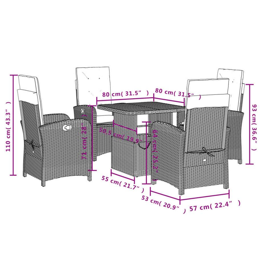 VidaXL Garten essgruppe poly-rattan  