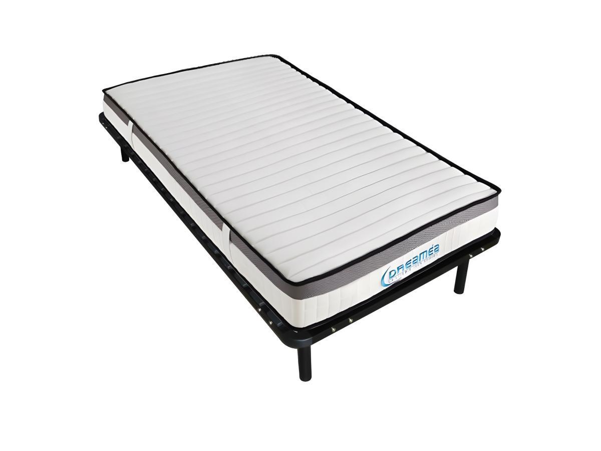 Vente-unique Ensemble 90 x 200 cm cadre à lattes + matelas mousse mémoire de forme ép.19cm - ORTHOMEMORY de DREAMEA  