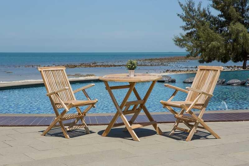 mutoni Sedia da giardino pieghevole in teak (set di 2)  