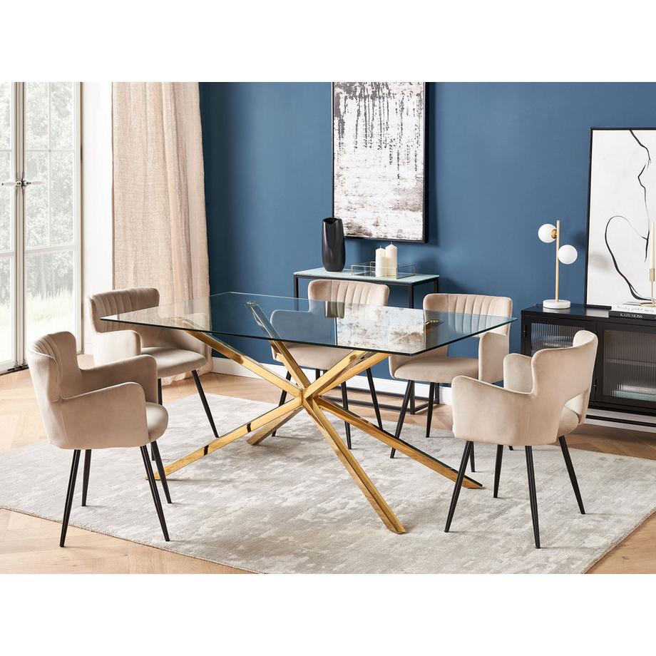 Beliani Tavolo da pranzo en Vetro temperato Moderno CORA  