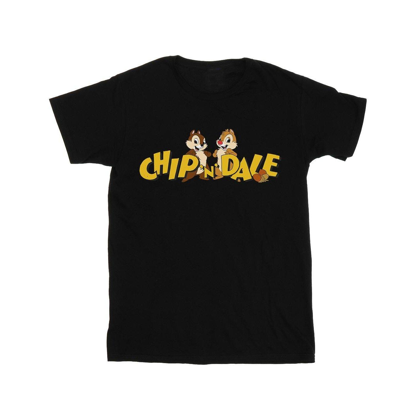 Image of Chip And Dale Character Logo Tshirt Unisex Schwarz 128