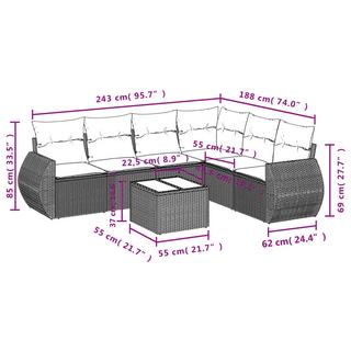 VidaXL set divano da giardino Polirattan  