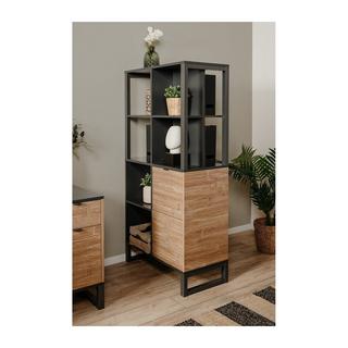 Calicosy Bibliothèque 2 Portes et Niches de Rangement H165cm - Sumatra  