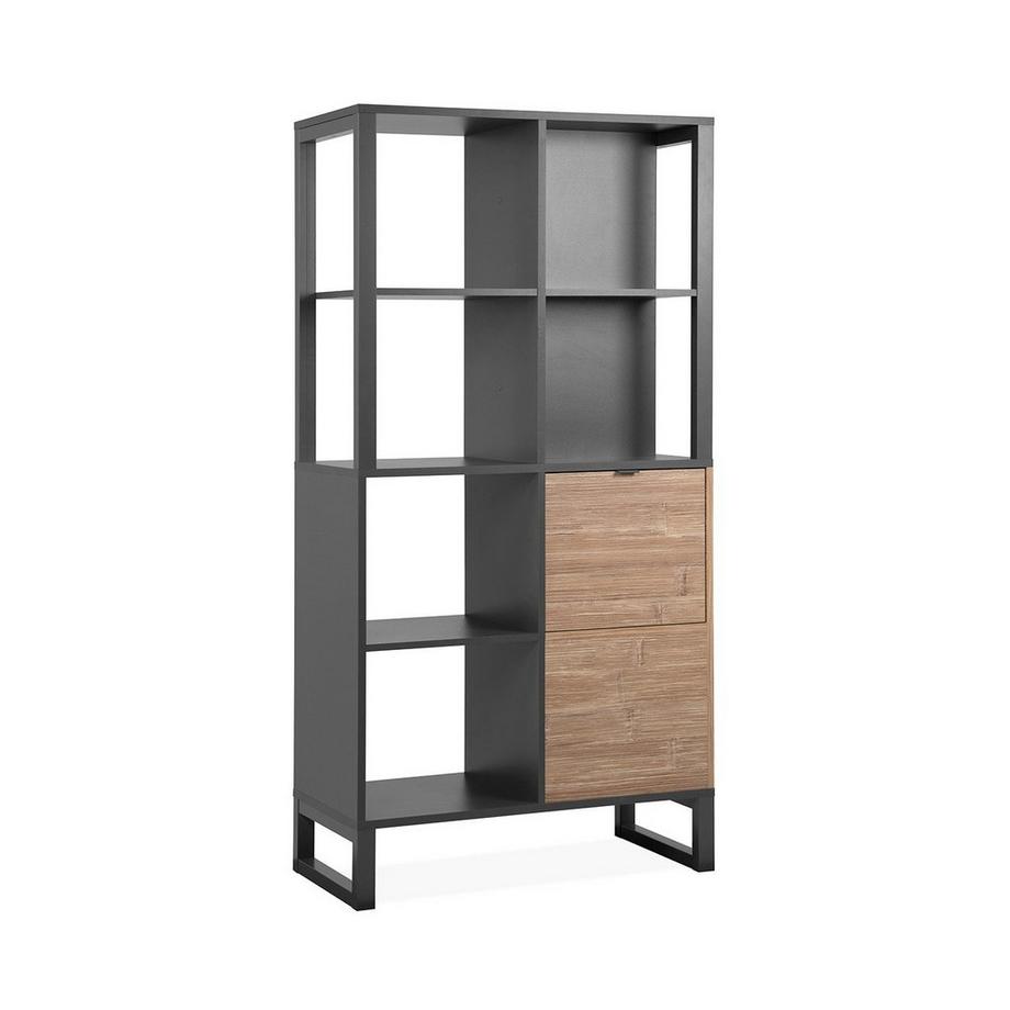 Calicosy Libreria a 2 ante con scomparti - Decorazione in legno e nero  