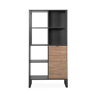 Calicosy Libreria a 2 ante con scomparti - Decorazione in legno e nero  