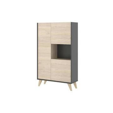 Credenza alta con 3 ante e 1 nicchia Quercia e Antracite stile scandinavo KOLYMA