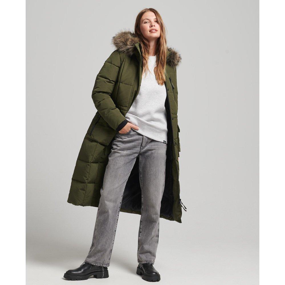 Superdry  doudoune longue bordée fausse fourrure everest 