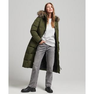 Superdry  cappotto trapuntato con cappuccio in ecopelliccia da everest 