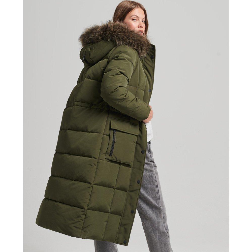 Superdry  doudoune longue bordée fausse fourrure everest 