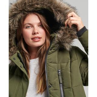 Superdry  lange daunenjacke mit kunstpelzbesatz für damen everest 