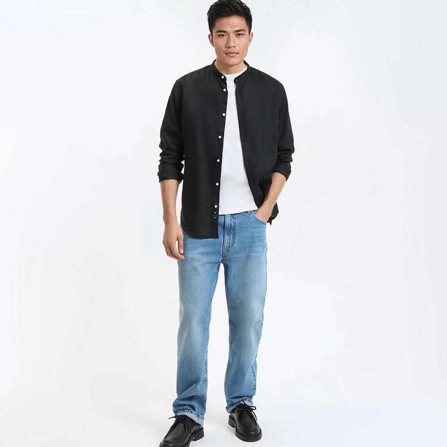 La Redoute Collections Signature Gerades Leinenhemd Stehkragen  