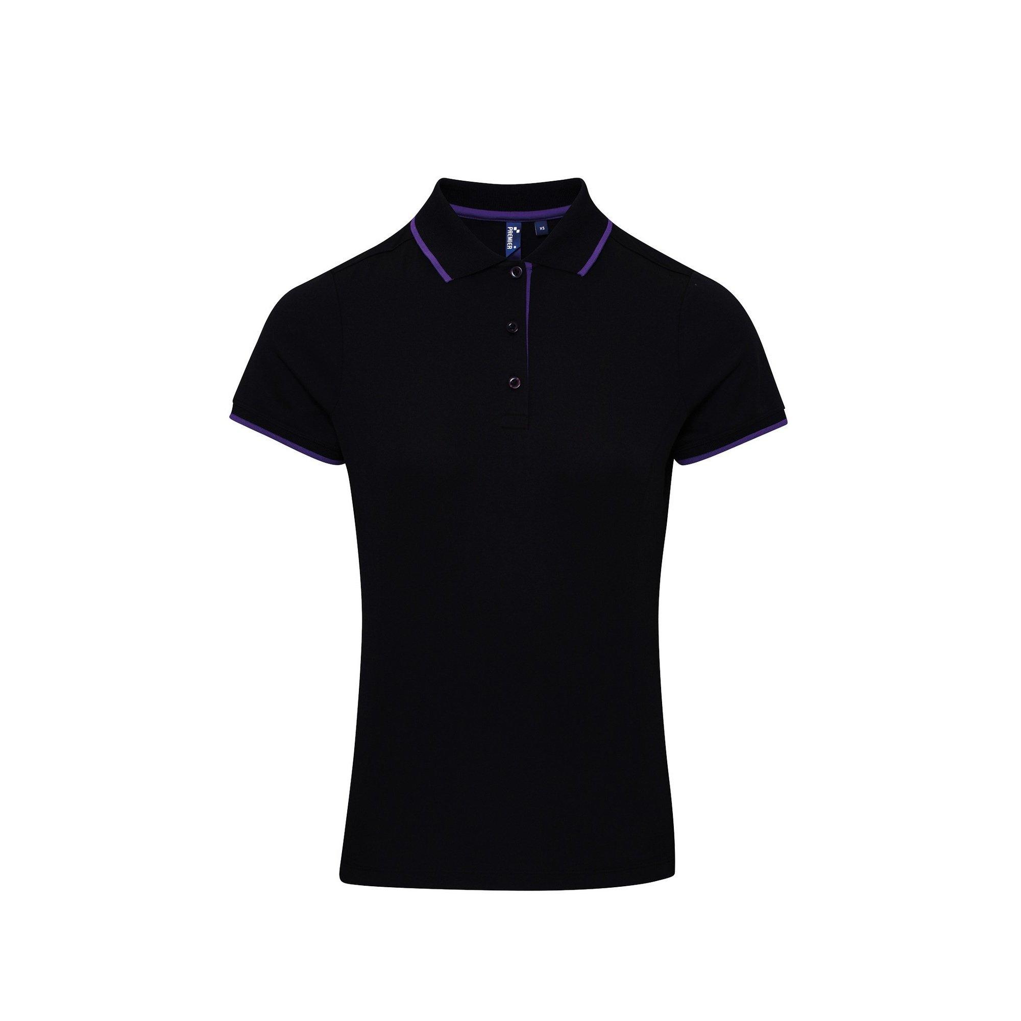 Image of Kontrast Coolkaro Polo Shirt Damen Schwarz M