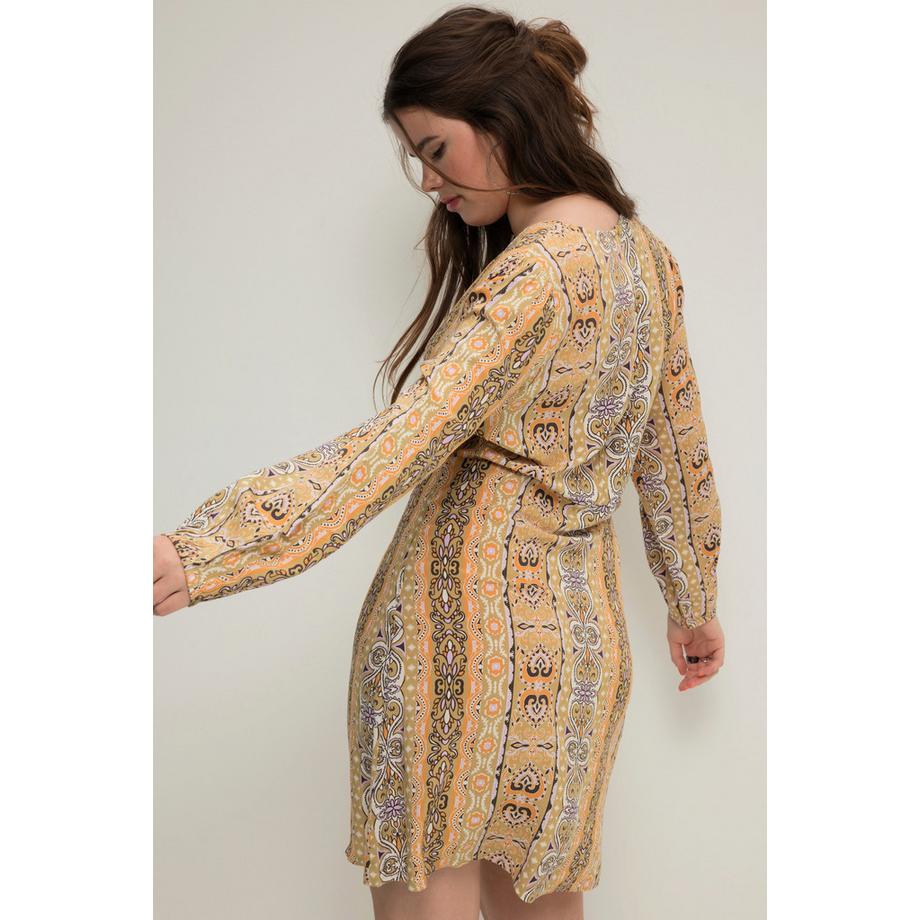 Studio Untold Minikleid Fitted Fit Streifen Patchprint Langarm  