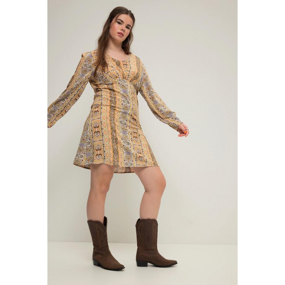 Studio Untold Minikleid Fitted Fit Streifen Patchprint Langarm  