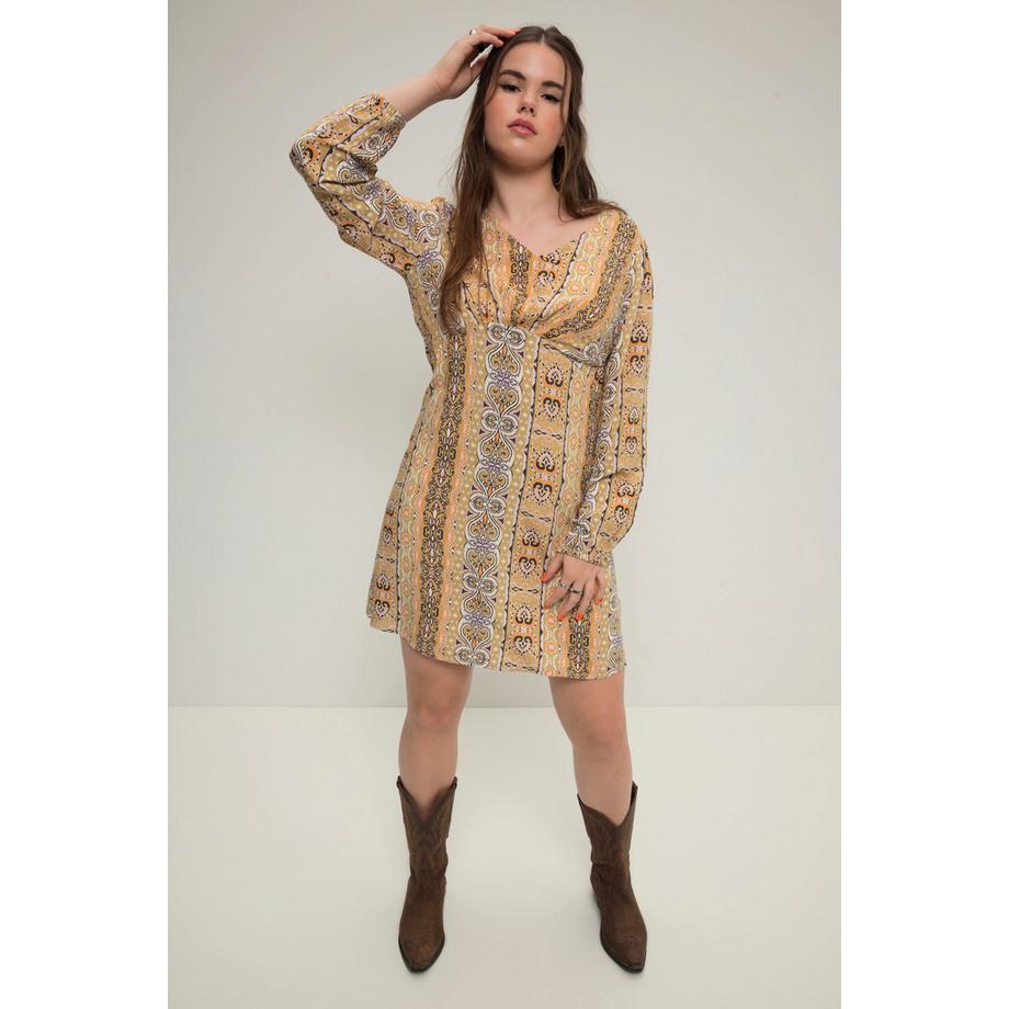 Studio Untold Minikleid Fitted Fit Streifen Patchprint Langarm  