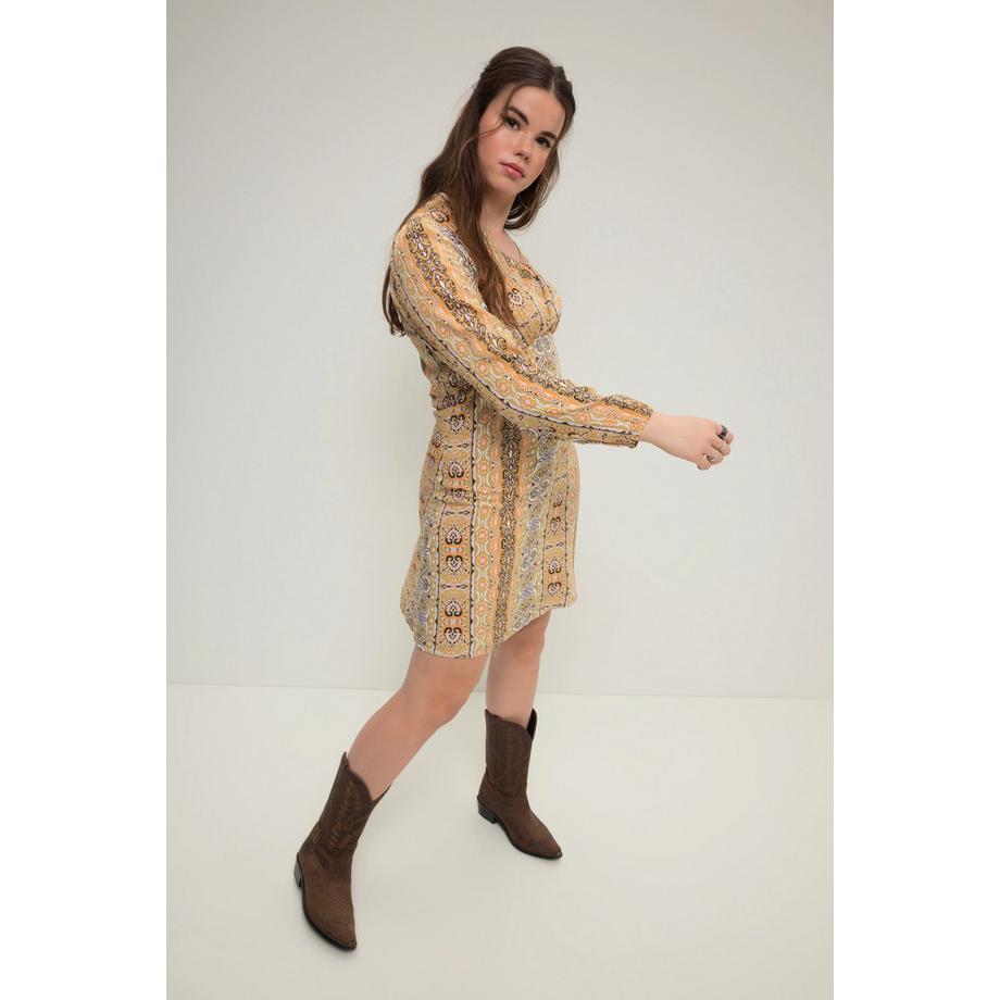 Studio Untold Minikleid Fitted Fit Streifen Patchprint Langarm  