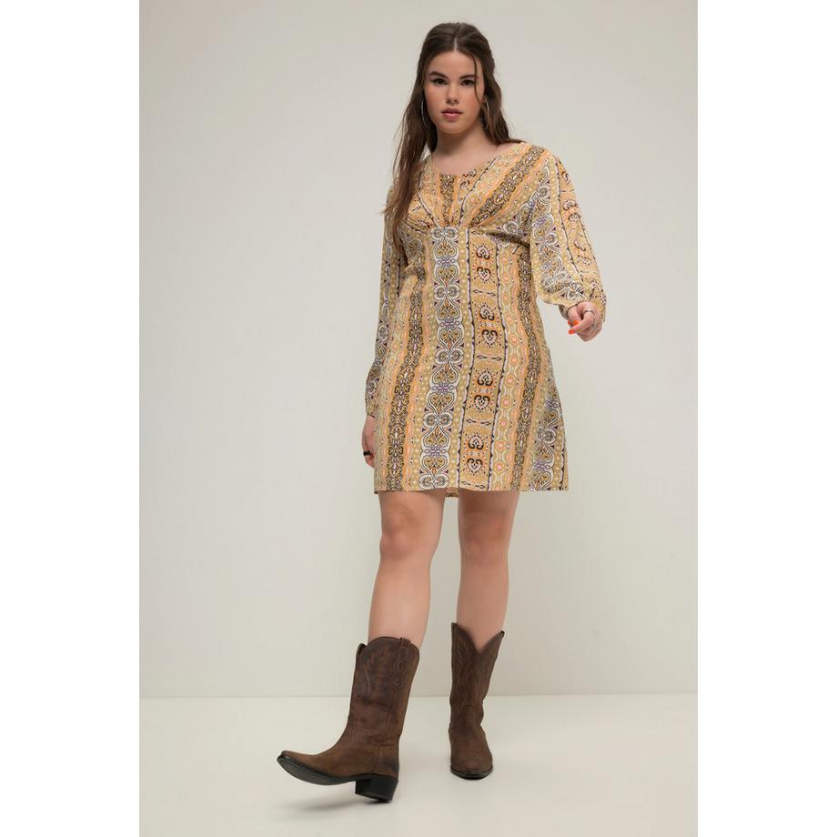 Studio Untold Minikleid Fitted Fit Streifen Patchprint Langarm  