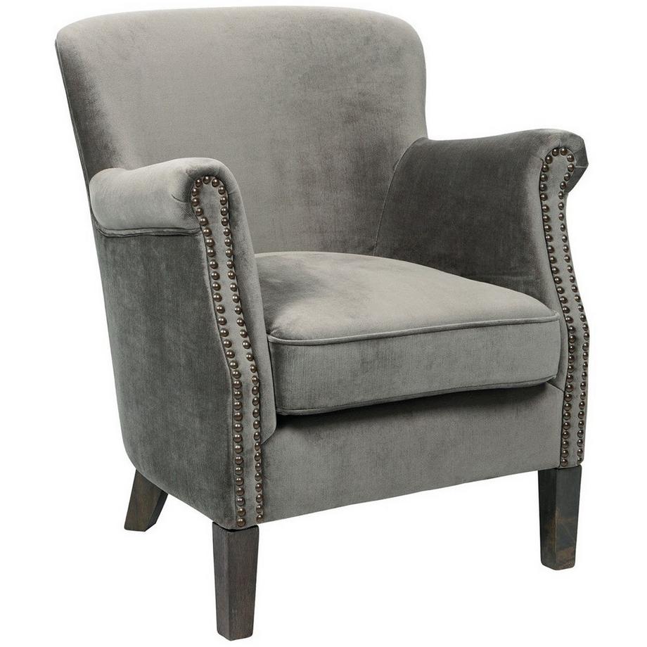 Blanc d'Ivoire Fauteuil Claude velours gris foncé  