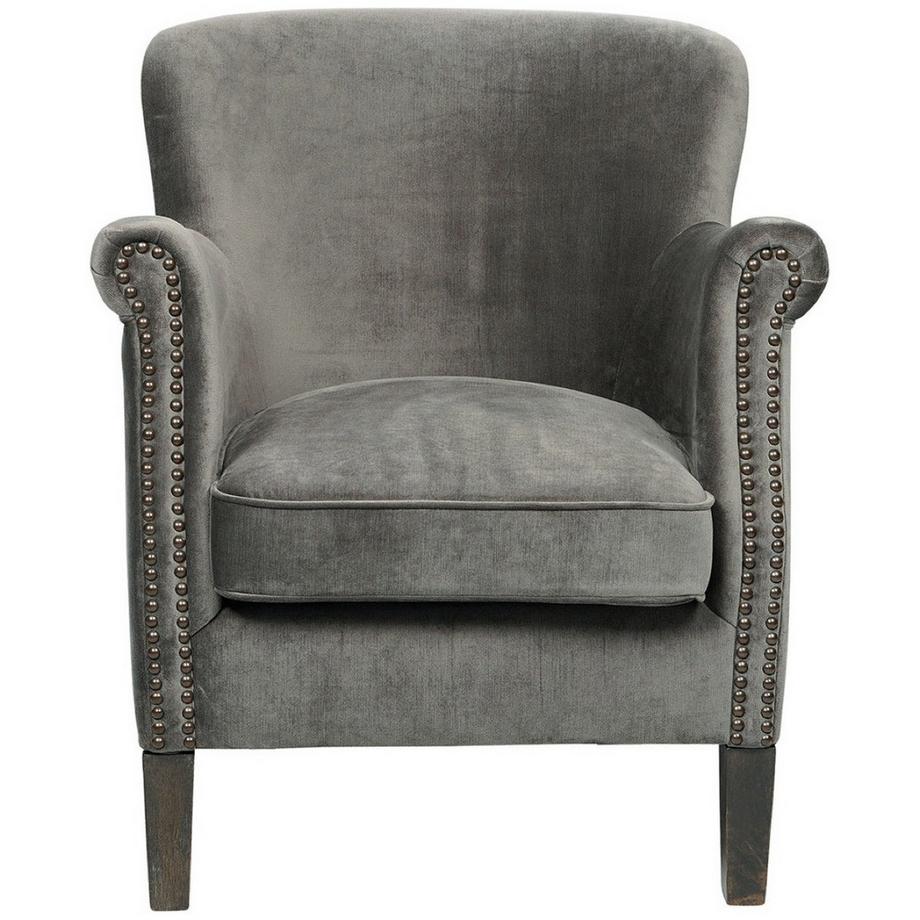 Fauteuil Claude velours gris foncé