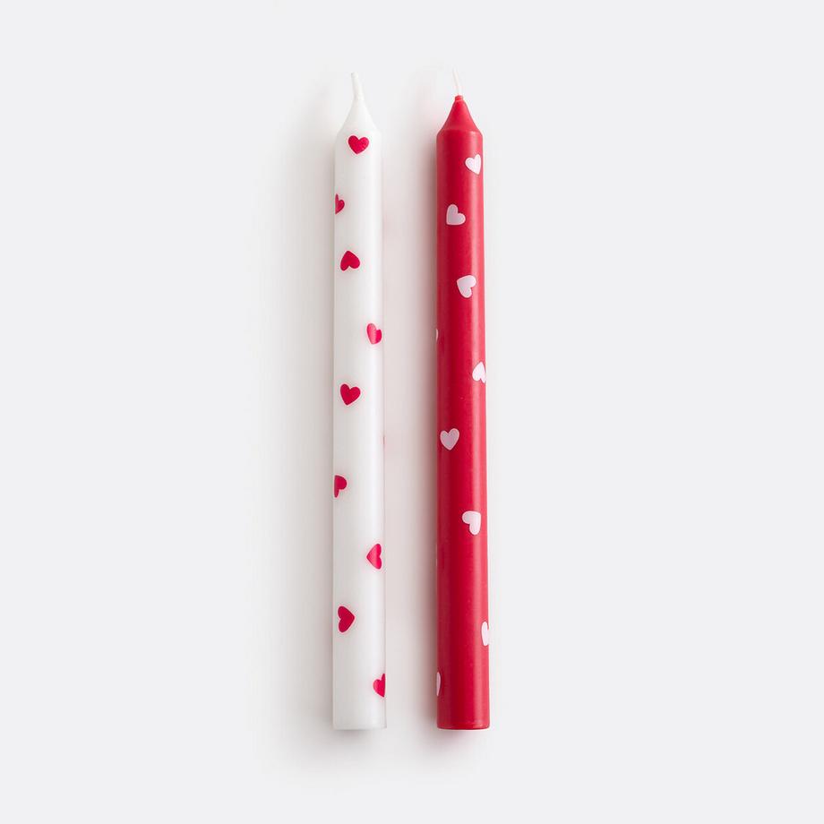 Lot de 2 bougies imprimées coeur