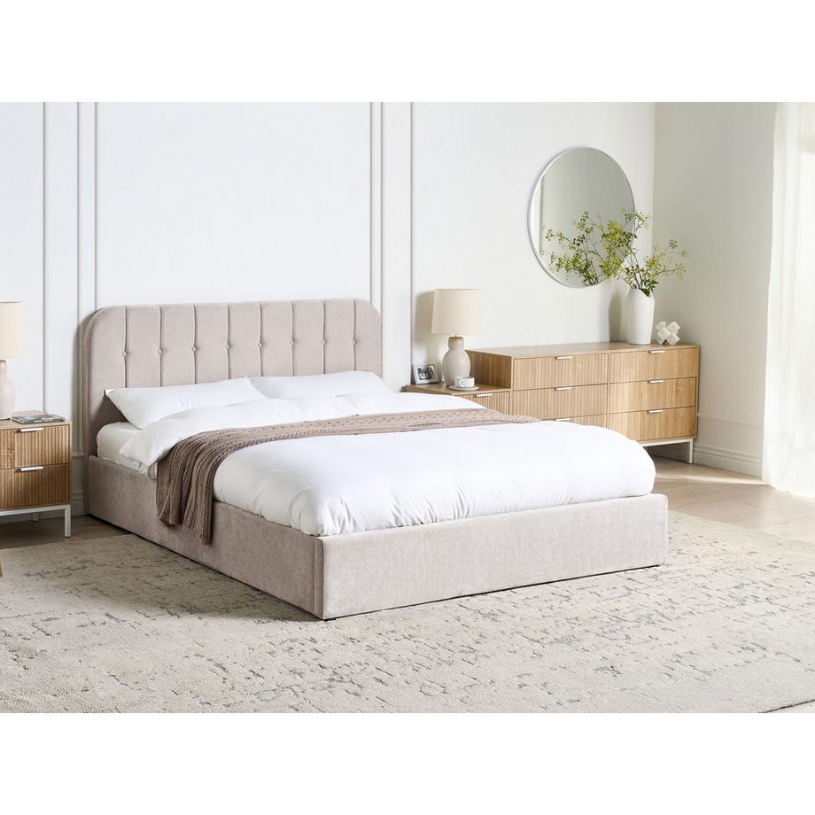 Beliani Lit ottoman en Tissu chenille  CHALLANS  