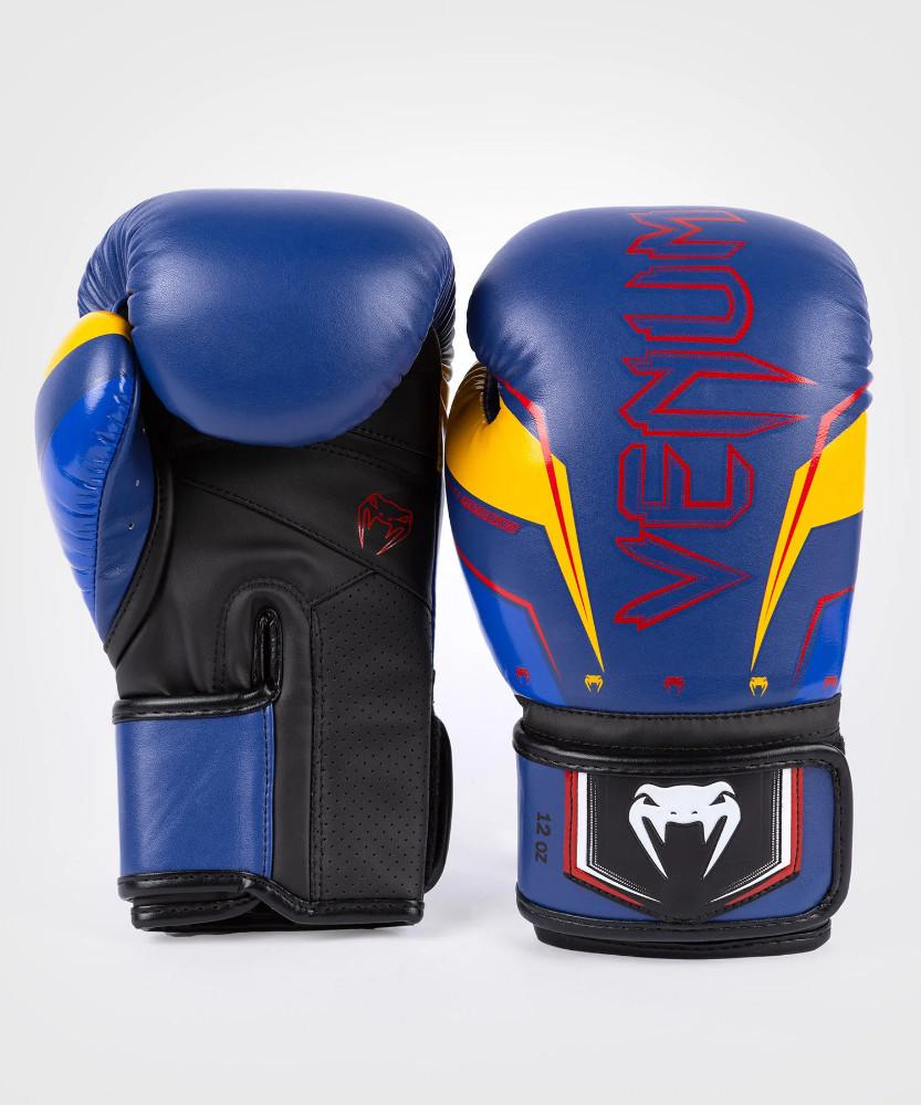 Image of Venum Elite Evo Boxing Gloves - Blue/yellow - 10 Oz Unisex Blau 10
