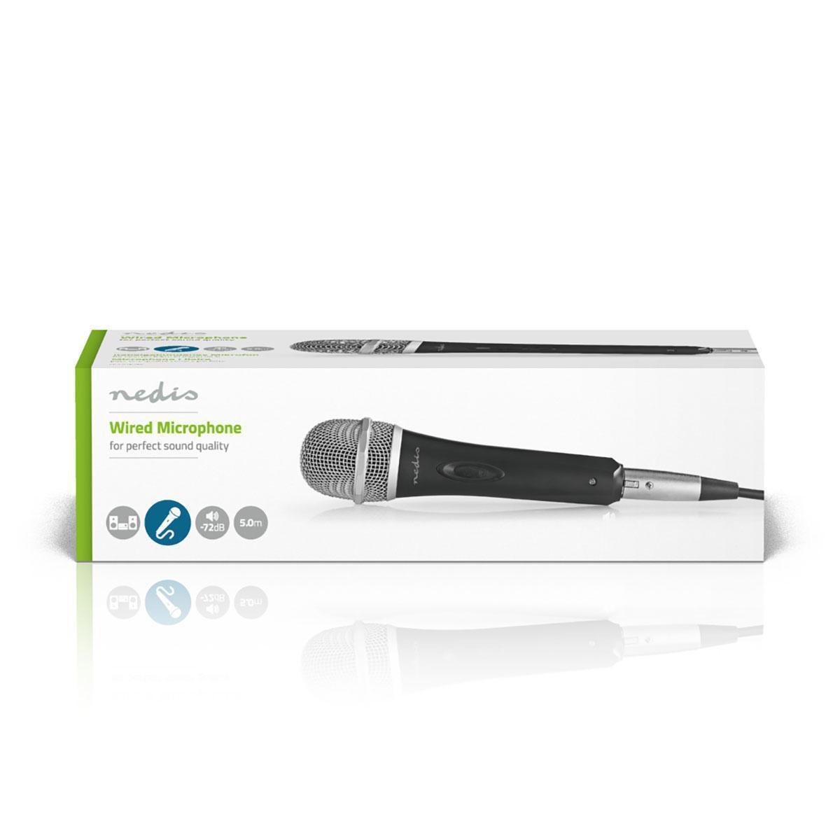 Nedis  Gewindemikrofon | Kardioid | Abnehmbares Kabel | 5.00 m | 50 Hz - 15 kHz | 600 Ohm | -72 db | Ein / Aus -Taste | Koffer enthalten | Metall | Grauschwarz 