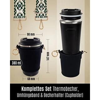 Only-bags.store  Cupholder to Go Set - Becherhalter und Thermobecher to go - Becherhalter mit verstellbarem 