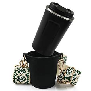 Only-bags.store  Cupholder to Go Set - porte-gobelet et tasse thermique à emporter - porte-gobelet avec bandoulière réglable - en vert 