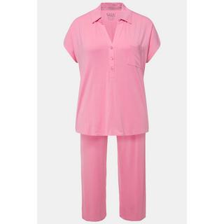 Ulla Popken  Pyjama oversize à manches courtes, col chemise avec encolure en V 