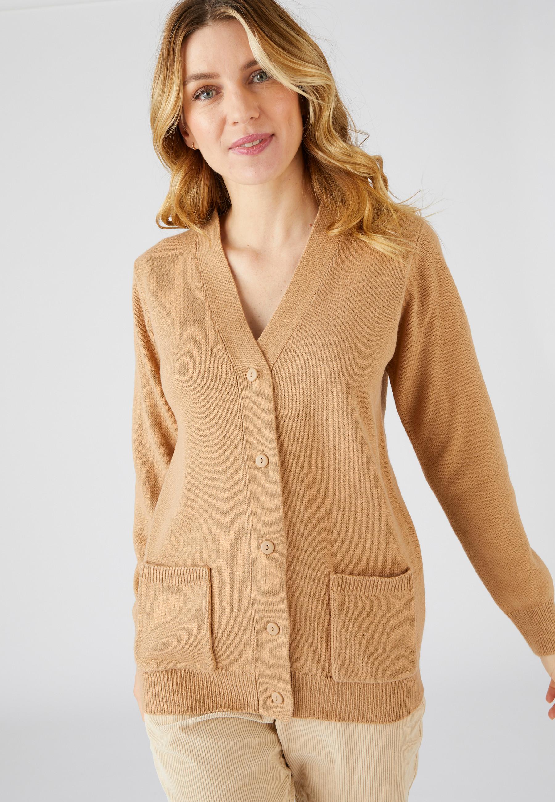 Image of Klassische Strickjacke Aus Schmiegsamem Jerseystrick. Damen Braun 58