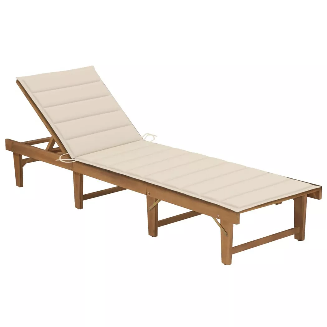 VidaXL - Chaise longue bois d'acacia, One Size, Light Beige